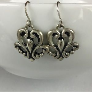 Silver tone dangle earrings